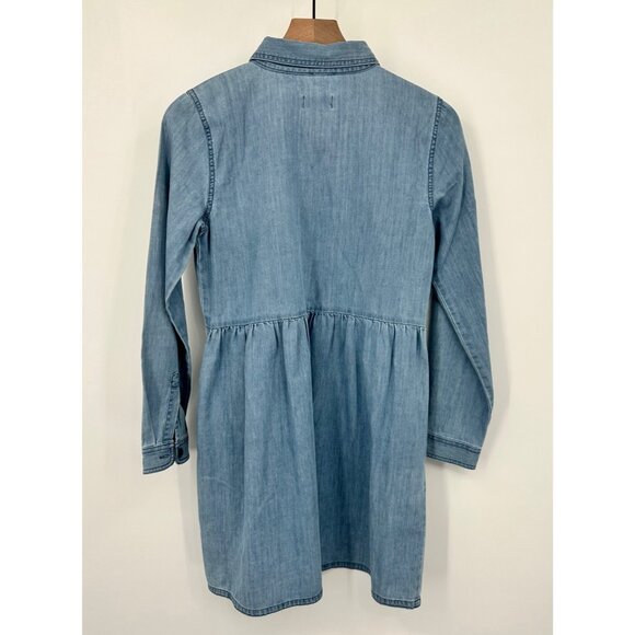 Johnnie B Button Up Denim Dress Girls 15-16Y Blue Pin-Tuck Long Sleeve Pockets - Picture 4 of 11
